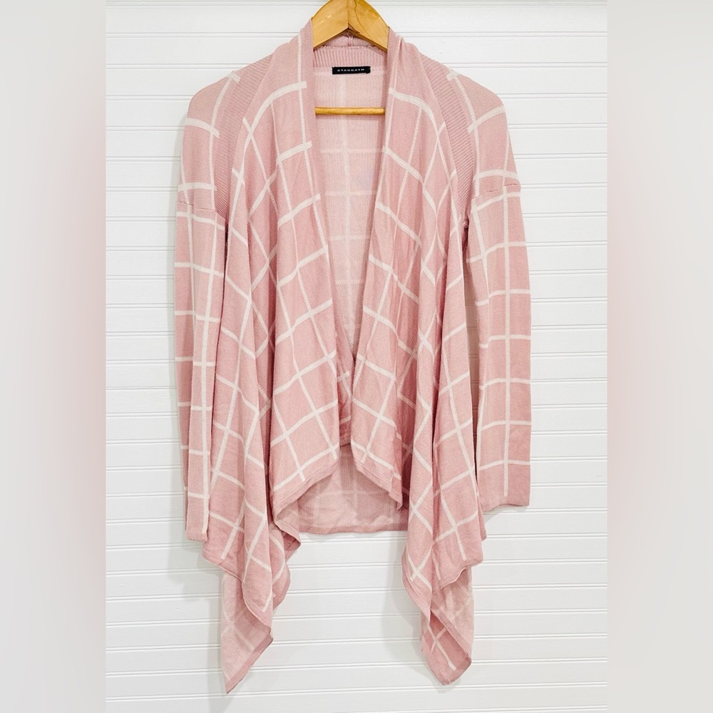 Staccato Pink & White Plaid Cardigan – Size Small